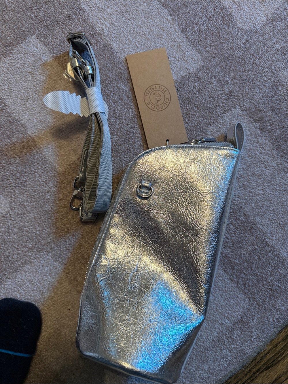 Beis chipotle burrito Metallic Silver Crossbody Sling Bag